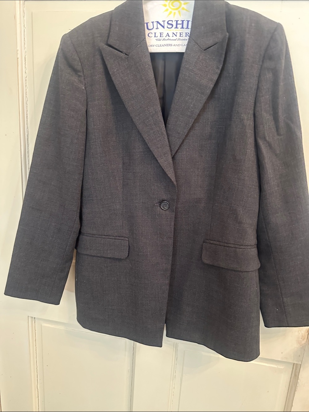 Petite Studio Charcoal Gray Single-Button Blazer